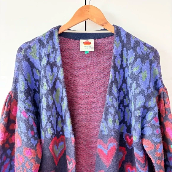 Farm Rio Ikat Dyed Hearts Open Front Cardigan - Picture 5 of 13